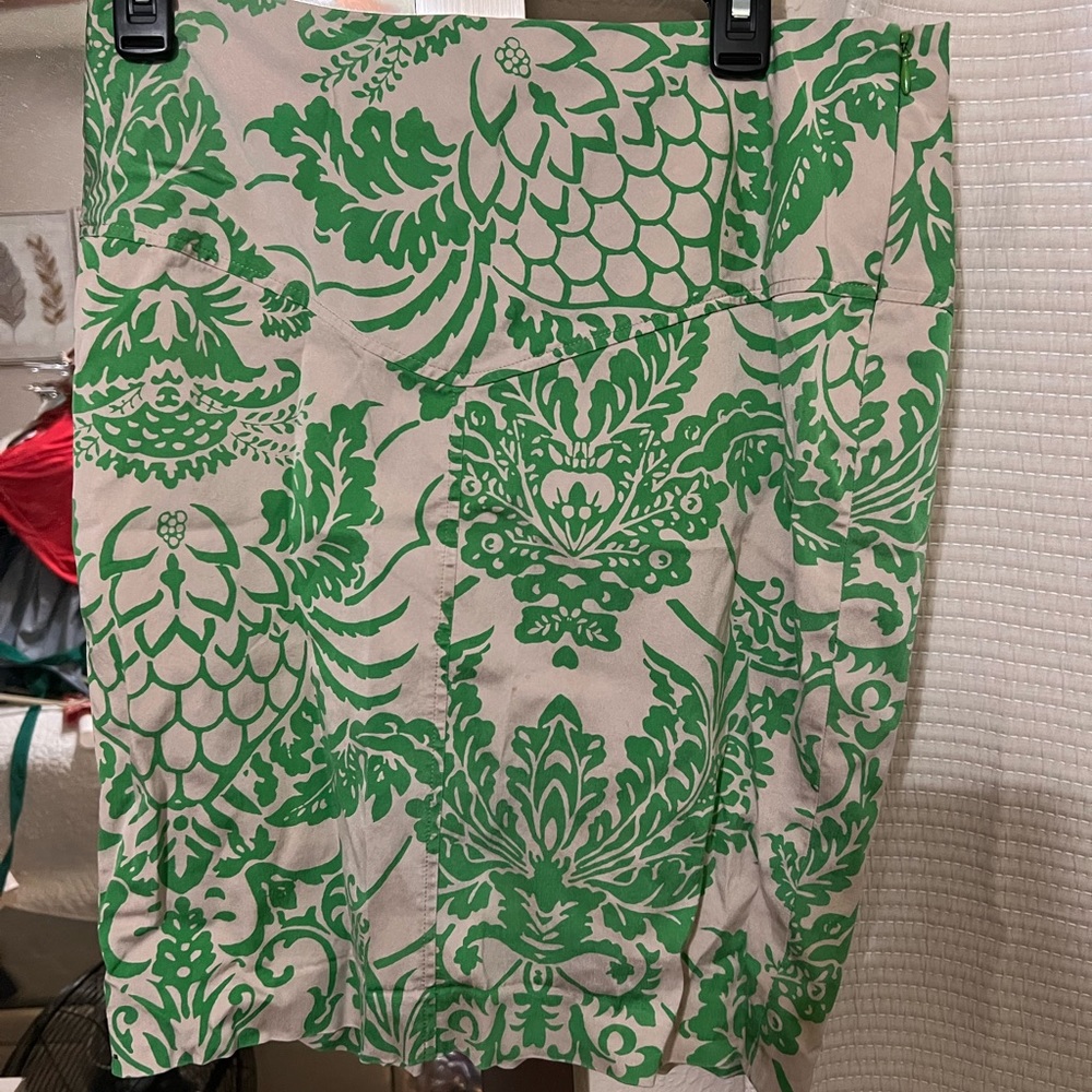 Green and beige dress skirt